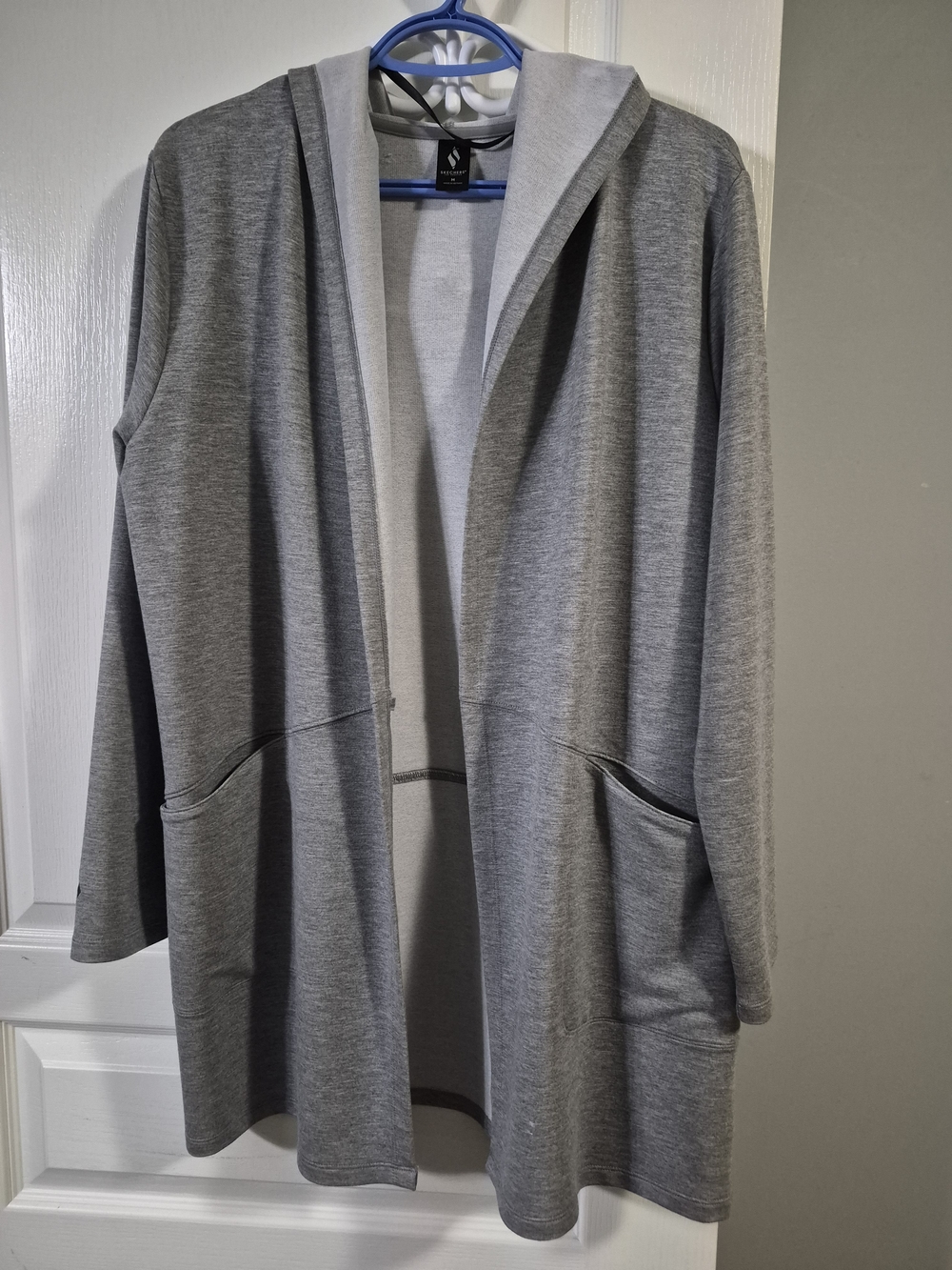 Skechers Gray Hooded Open-Front Utility Jacket